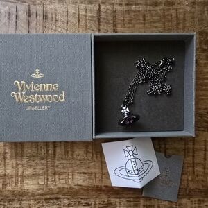 Vivienne Westwood Silver and Black Orb Necklace